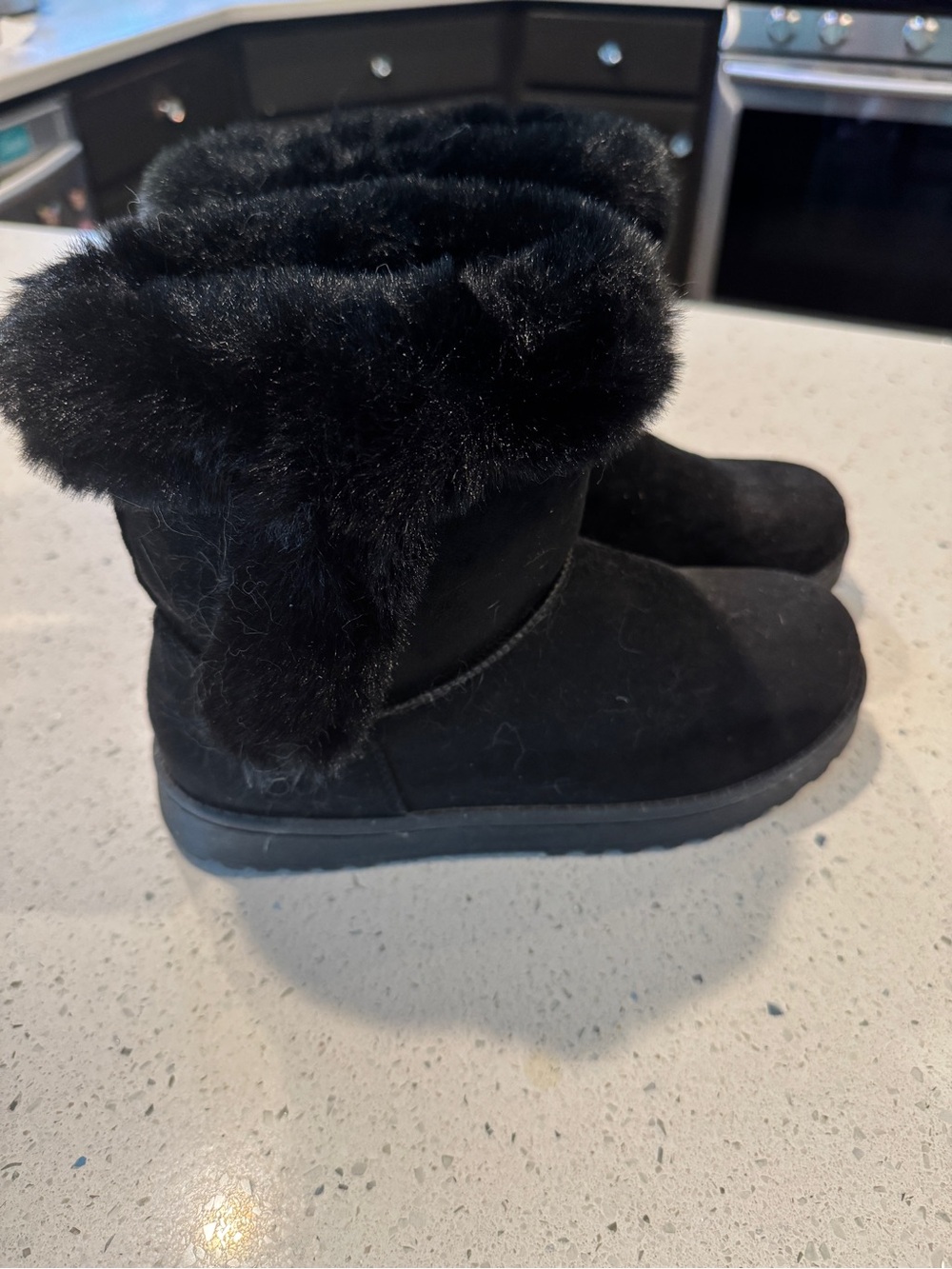 Black Faux Fur Booties with Plush Lining
